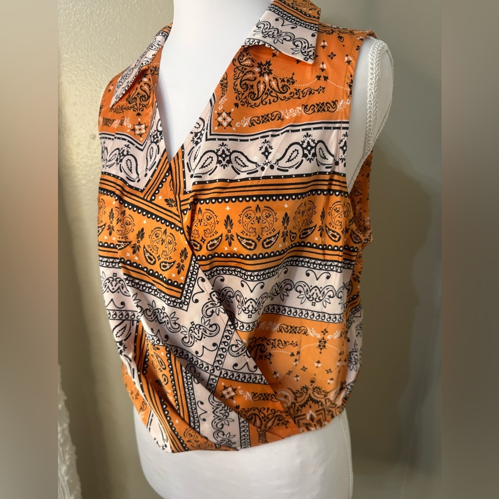 Rachel Zoe Orange and White Paisley Blouse